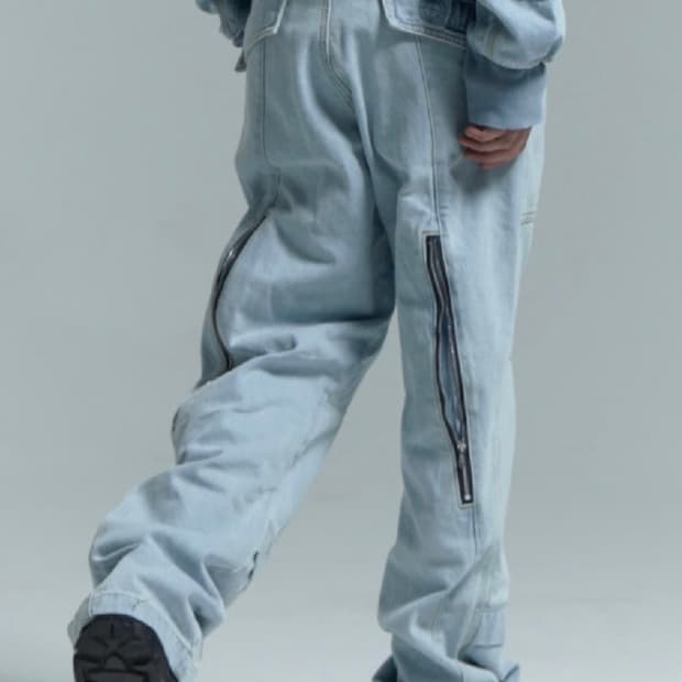 플라스틱프로덕트 MPa 웨이브 지퍼 팬츠 스틸블루