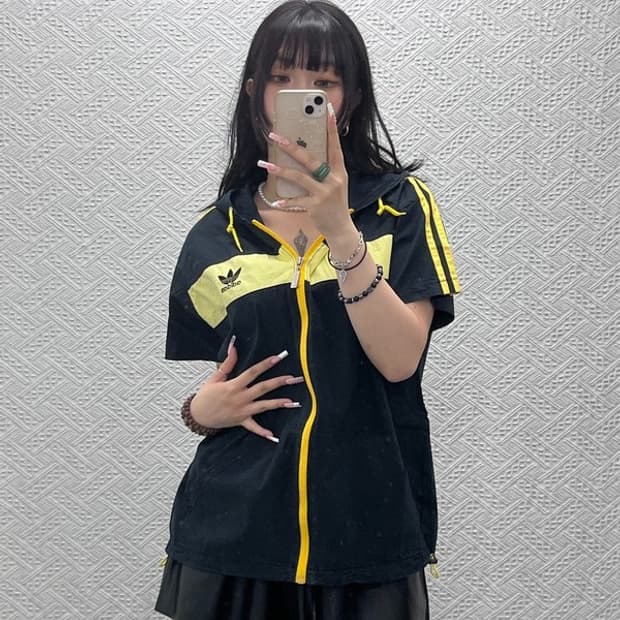 아디다스 올드스쿨 레트로 Y2K 반팔 후드집업 105 C12294