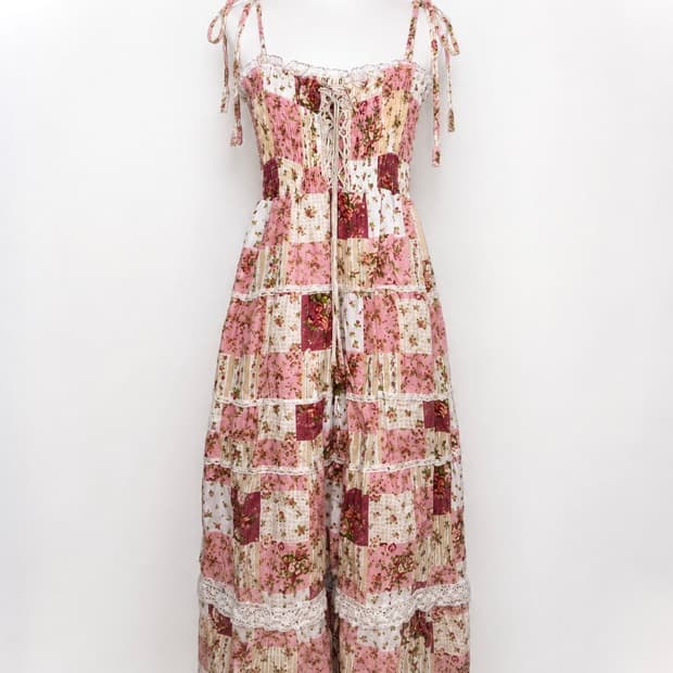romantic rose patchwork dress