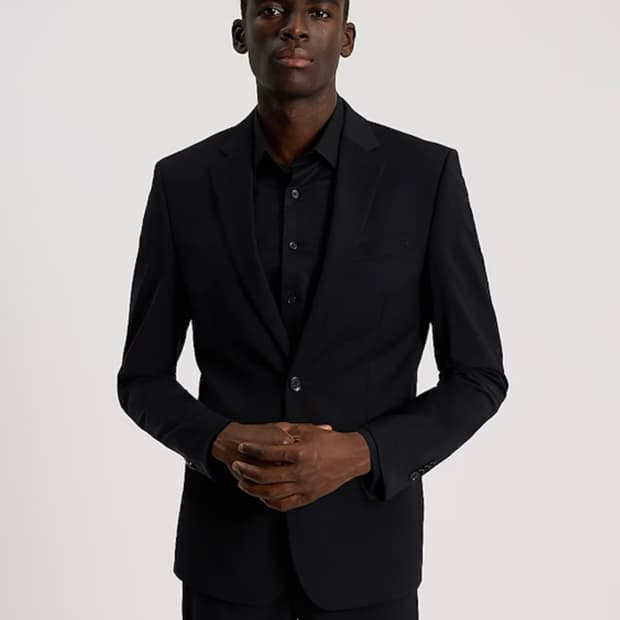 EXPRESS 세미 블랙 울 블레이저 (40)