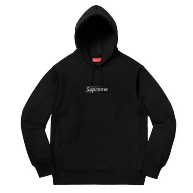 [M] 19SS 슈프림 스와로브스키 박스 로고 후드 블랙