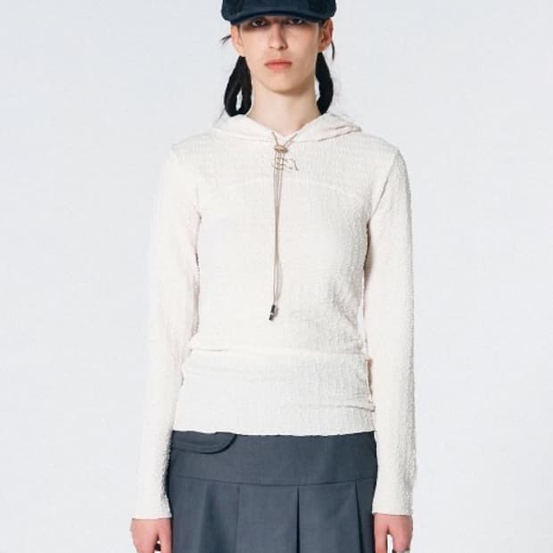 [M] 스컬프터 E 스트링 크링클 후디 아이보리