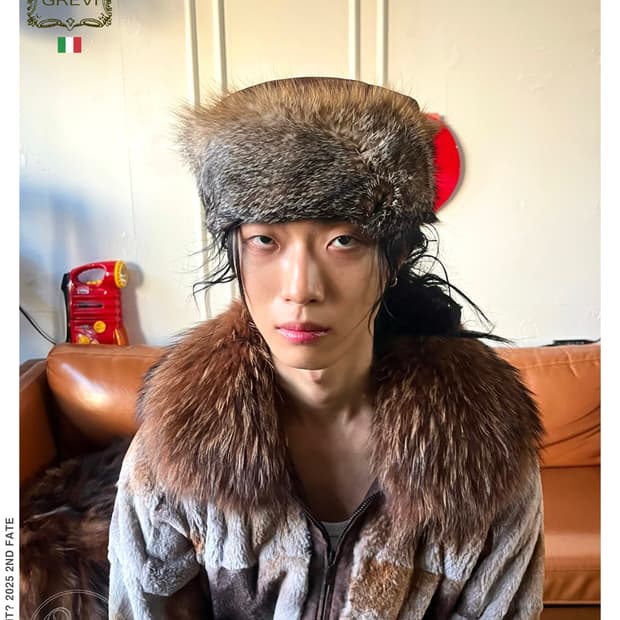 Grevi Itlian Real Fox Fur Leather Hat