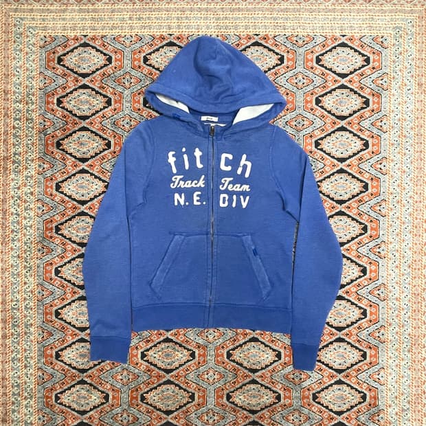 아베크롬비 피치 스펠로고 블루 기모 후드집업 여성S  