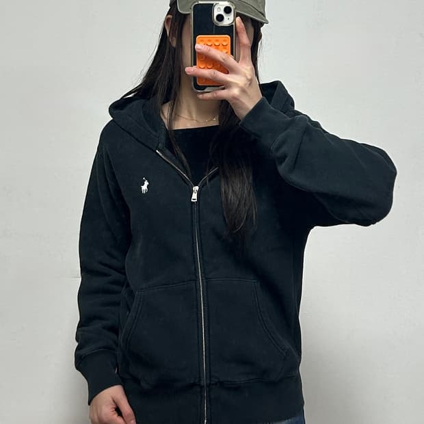 폴로 랄프로렌 신형QR 포니로고 블랙 후드집업