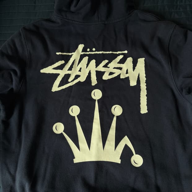 빈티지 스투시 크라운 후드티 네이비 