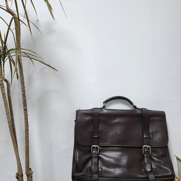 90's 올드 코치 레더 브리프 케이스