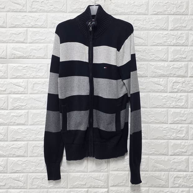 타미힐피거 남성 스트라이프 니트 집업 S fda