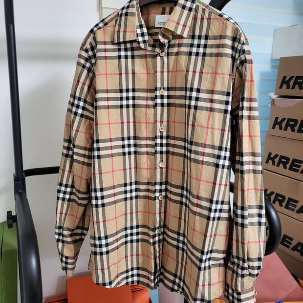 22SS 버버리 체크 코튼 포플린 셔츠 L