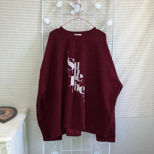 빈티지 레드와인 니트 y2k 스트릿 갸루 펑키467