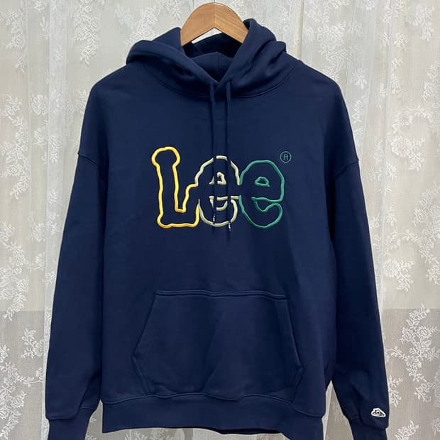 M) 리 Lee 빈티지 코튼 로고 후디 네이비
