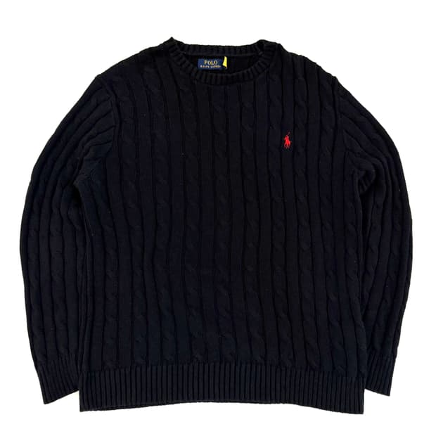 최신형) 폴로 랄프로렌 꽈배기 케이블 니트 블랙