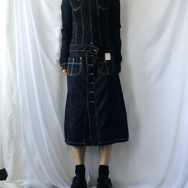 Stitch point high neck denim jacket