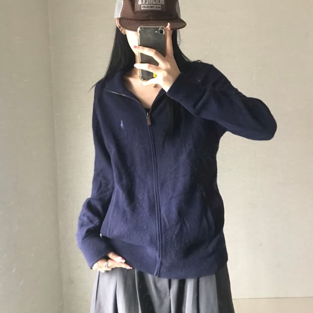 폴로 네이비 울 니트집업