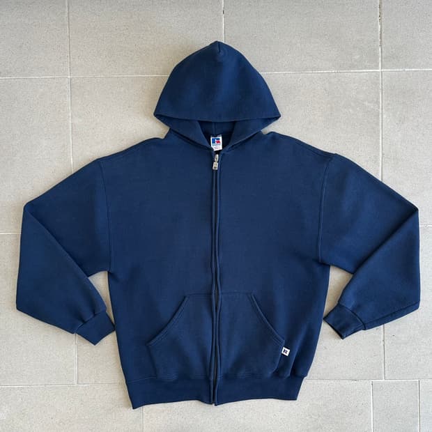 90s 빈티지 러셀 후드집업 네이비 L