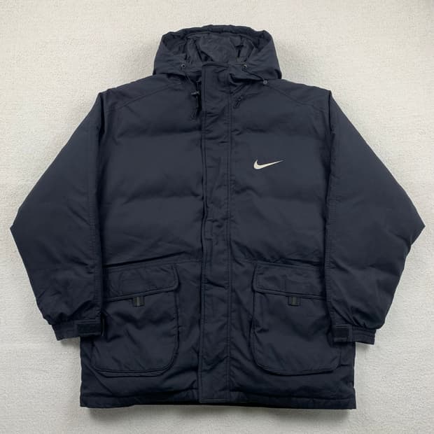 00s 나이키 스우시로고 덕다운 패딩 점퍼 블랙 