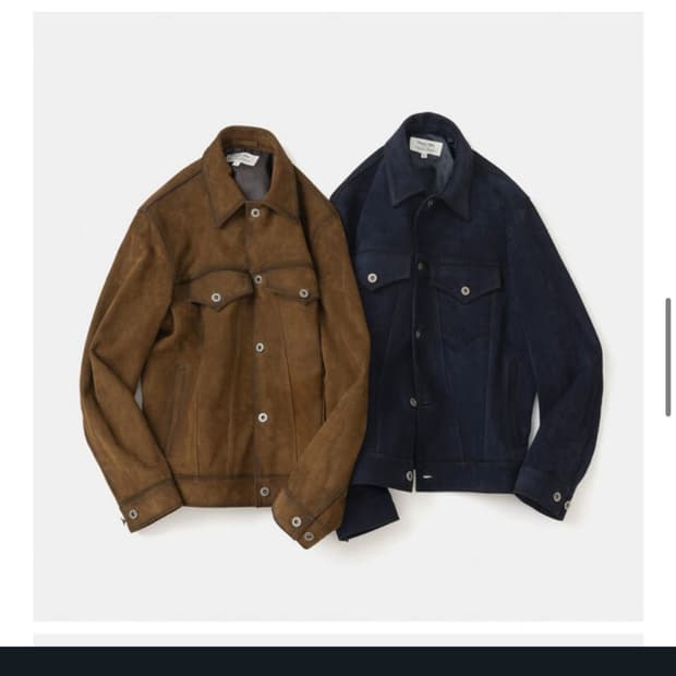 유니폼브릿지 리얼 카우 스웨이드 트러커 자켓 네이비 L사이즈