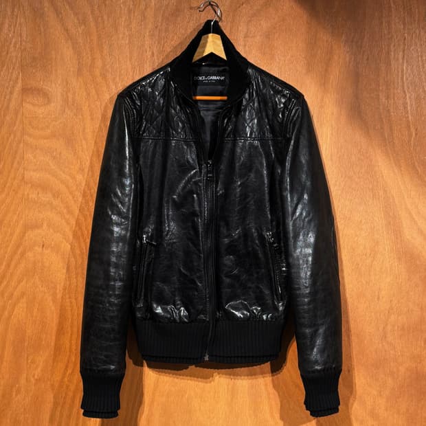 백화점판)돌체앤가바나 헤비 고트레더 봄버 자켓 50 L 염소가죽