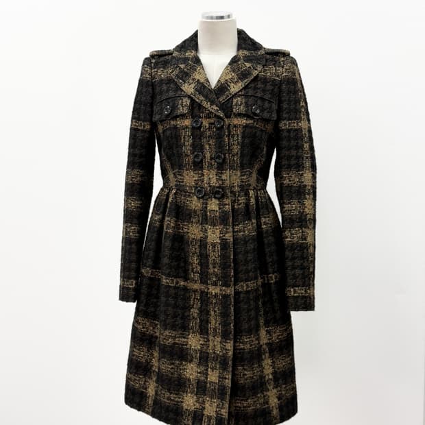 버버리 런던 골드 메탈릭 트위드 코트