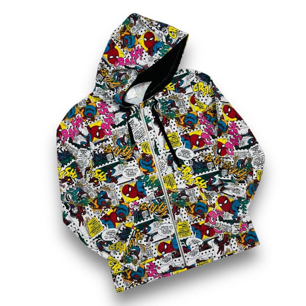 마블 스파이더맨 카툰 빈티지 후디 집업