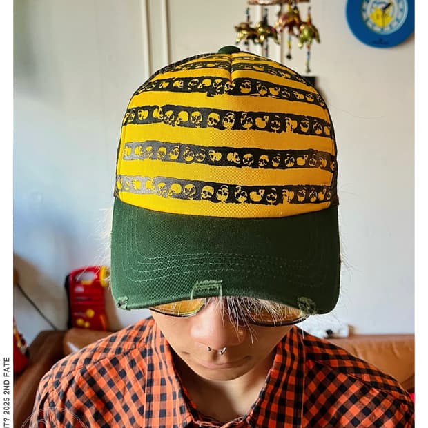 Japanese Vintage Skull Pattern Mesh Cap