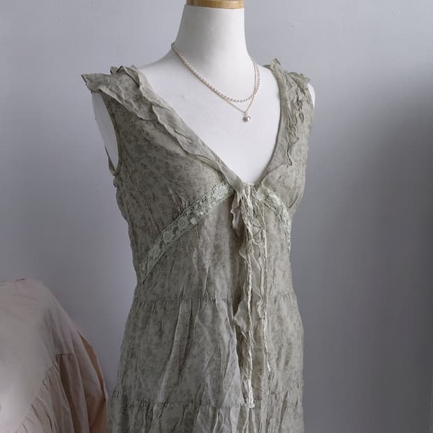 [빈티지] 모리걸 빈티지 플라워 쉬폰 롱 원피스 요정룩