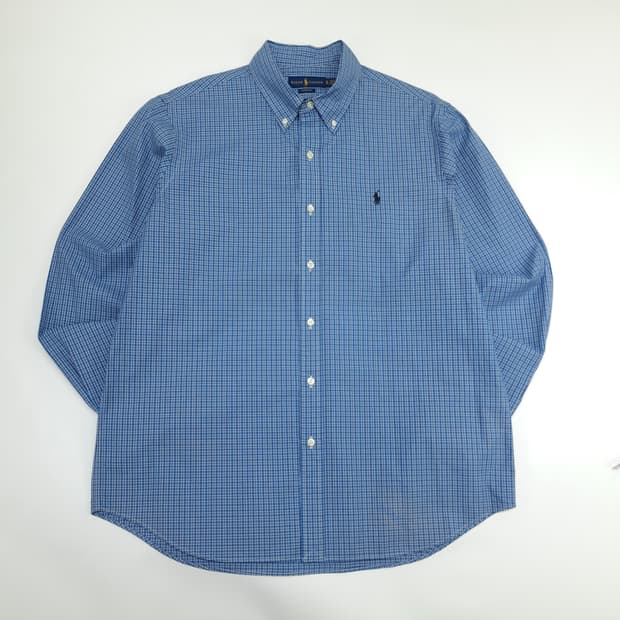 CN503 XL 폴로 랄프로렌 블루 마이크로체크 긴팔 셔츠 남방