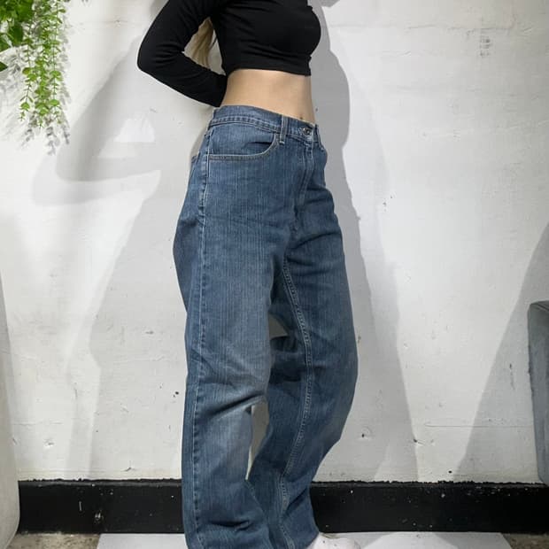 리바이스 505 연청 와이드 워싱 데님 팬츠 청바지 36