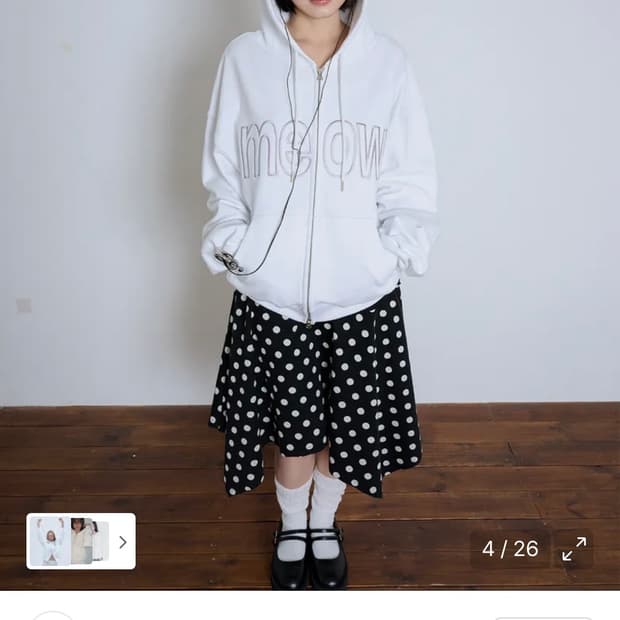 새상품 MEOW CAT EAR HOODIE ZIP UP - WHITE