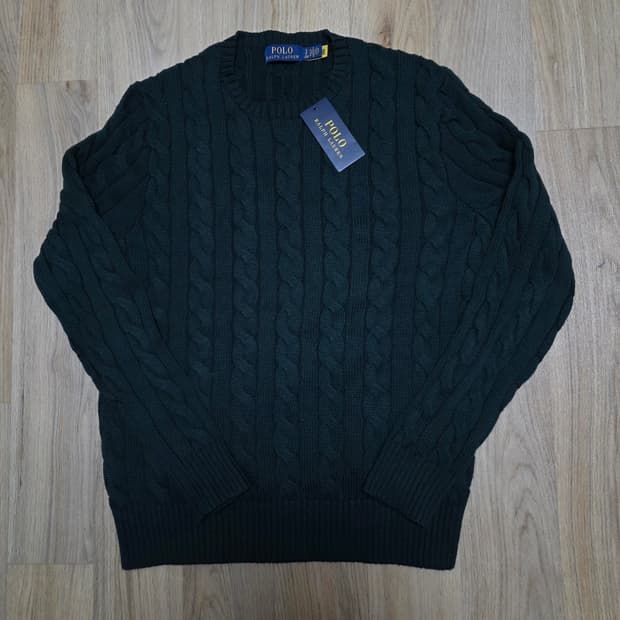 폴로 케이블니트 S사이즈 다크그린색상 판매합니다. 꽈배기 polo