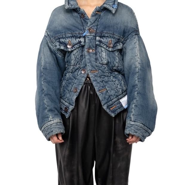 메종 미하라 야스히로 크롭 패디드 데님 자켓 36사이즈