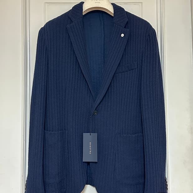 [새제품] 🇮🇹루비암 이태리메이드 니트자켓 네이비 54L