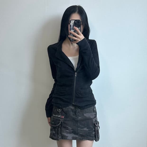 디젤 y2k 와투케 사선 블랙 코튼 자켓