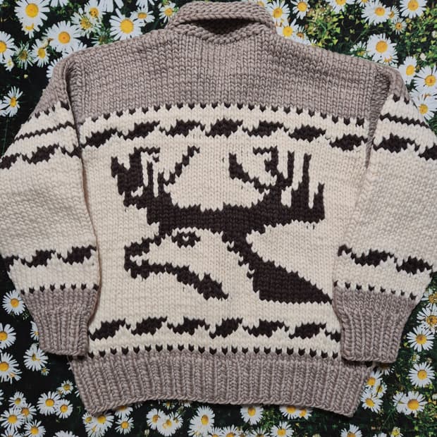 Kisitau 사슴 패턴 캐나다 코위찬 남성 XL