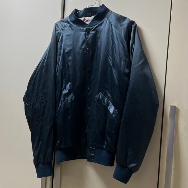 Cardinal 빈티지 나일론 사틴 바시티 자켓 S/90