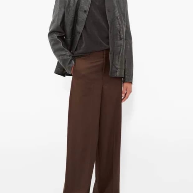 르메르 울 개버딘 와이드 팬츠 브라운