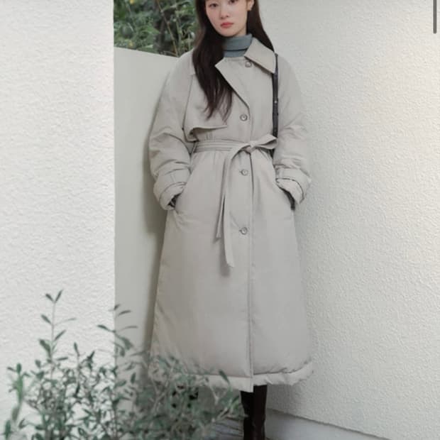 (택0 새상품) 온앤온 트렌치 구스 다운 롱 패딩