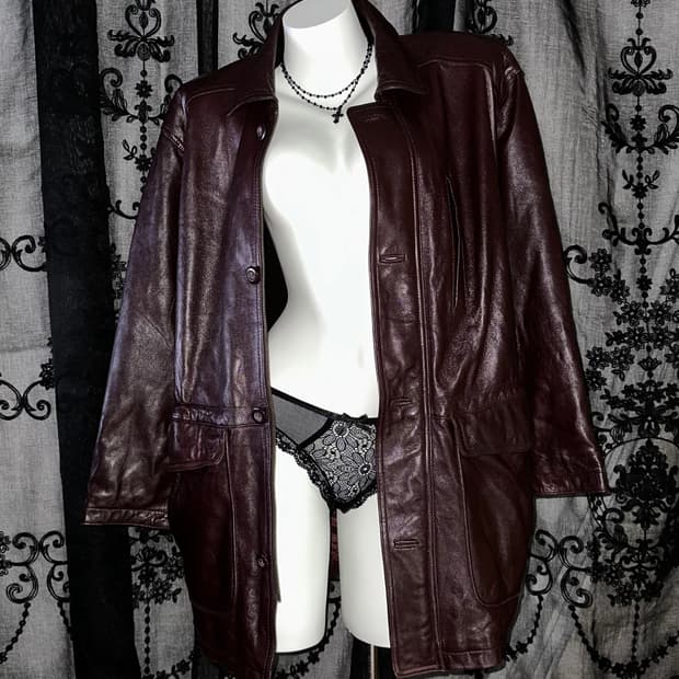 Red brown sheepskin coat jacket