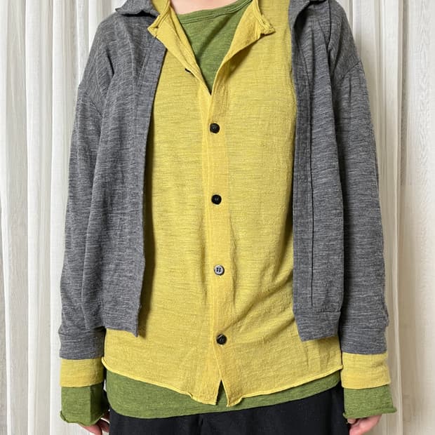 요지야마모토 3 레이어 탑 Yohji yamamoto 컷앤소+가디건