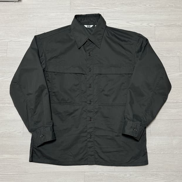 유니클로U 유틸리티 오버사이즈 셔츠 다크그레이 M