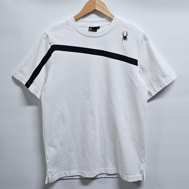 스파이더 화이트 블랙 라인 반팔티 S