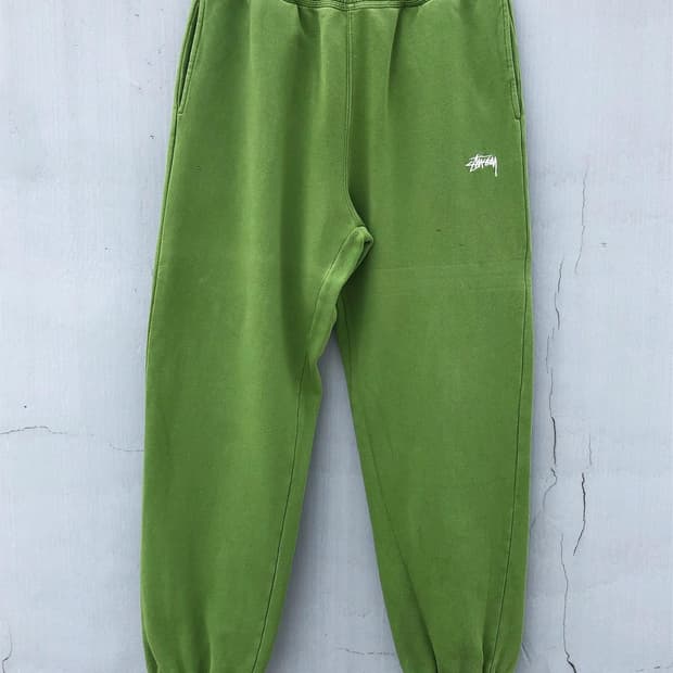 스투시 스탁 로고 스웻팬츠 그린