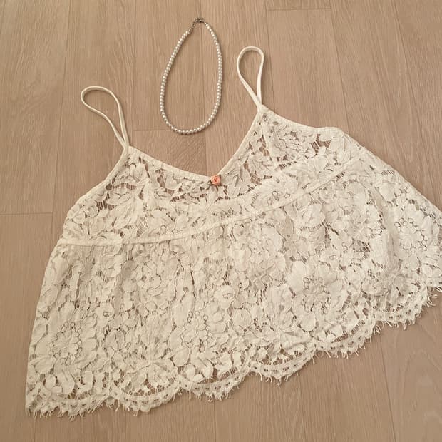 Romantic Sheer Lace Rose Slip Top