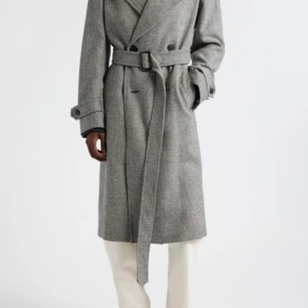 드리스반노튼 트위드 롱코트