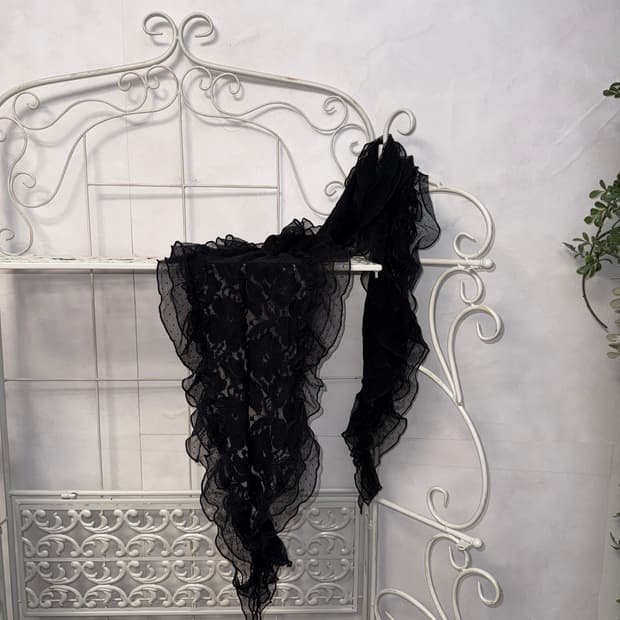 Black floral dot lace scarf