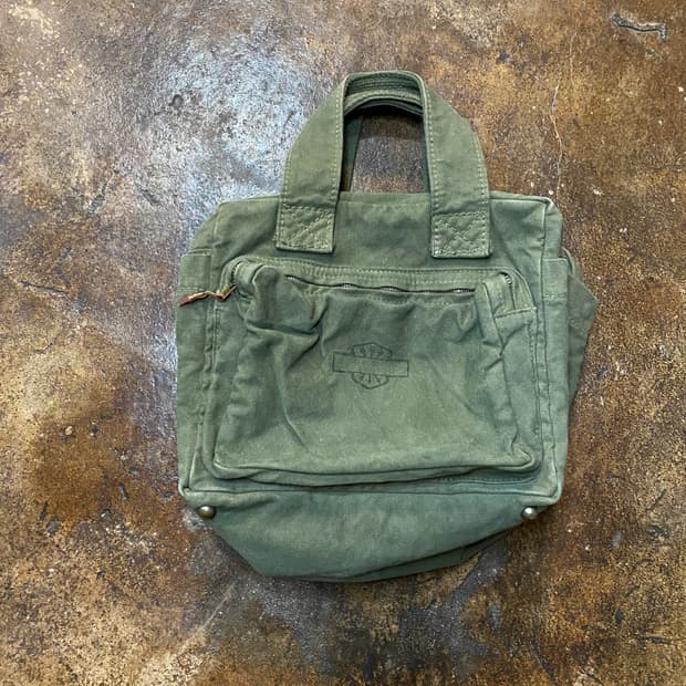 캐피탈 카키색 캔버스 미니 토트백