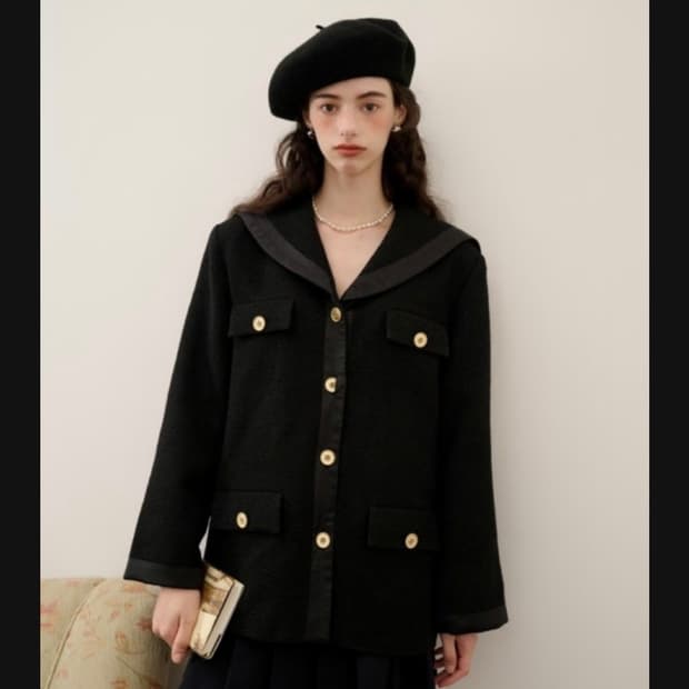 신스덴 트위드 세일러 자켓