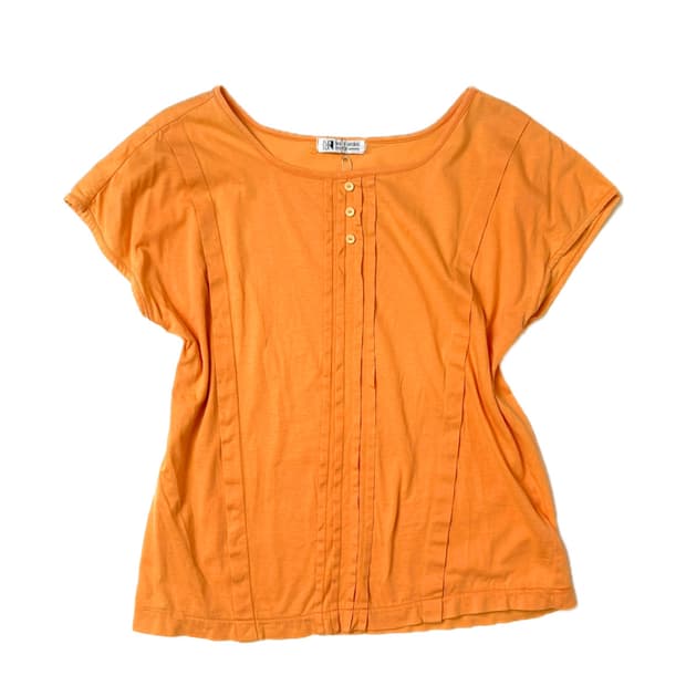 Pintuck Henley Neck Orange Tee