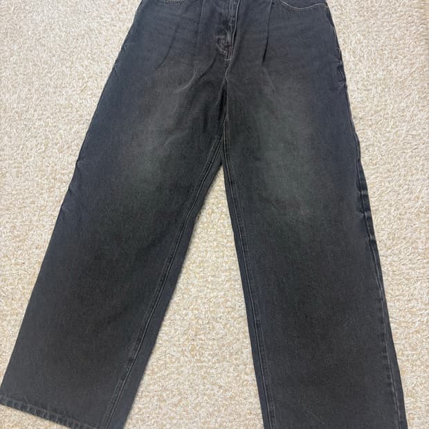 럭키슈에트블랙데님와이드진