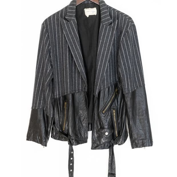 그렉로렌 차콜 초크스트라이프 램스킨 울 50:50 블레이저 4사이즈 